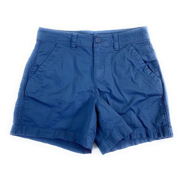 Eddie Bauer Women's Aspire Slightly Curvy Stretch 5" Dusty Indigo Chino Shorts 6 - Picture 1 of 11